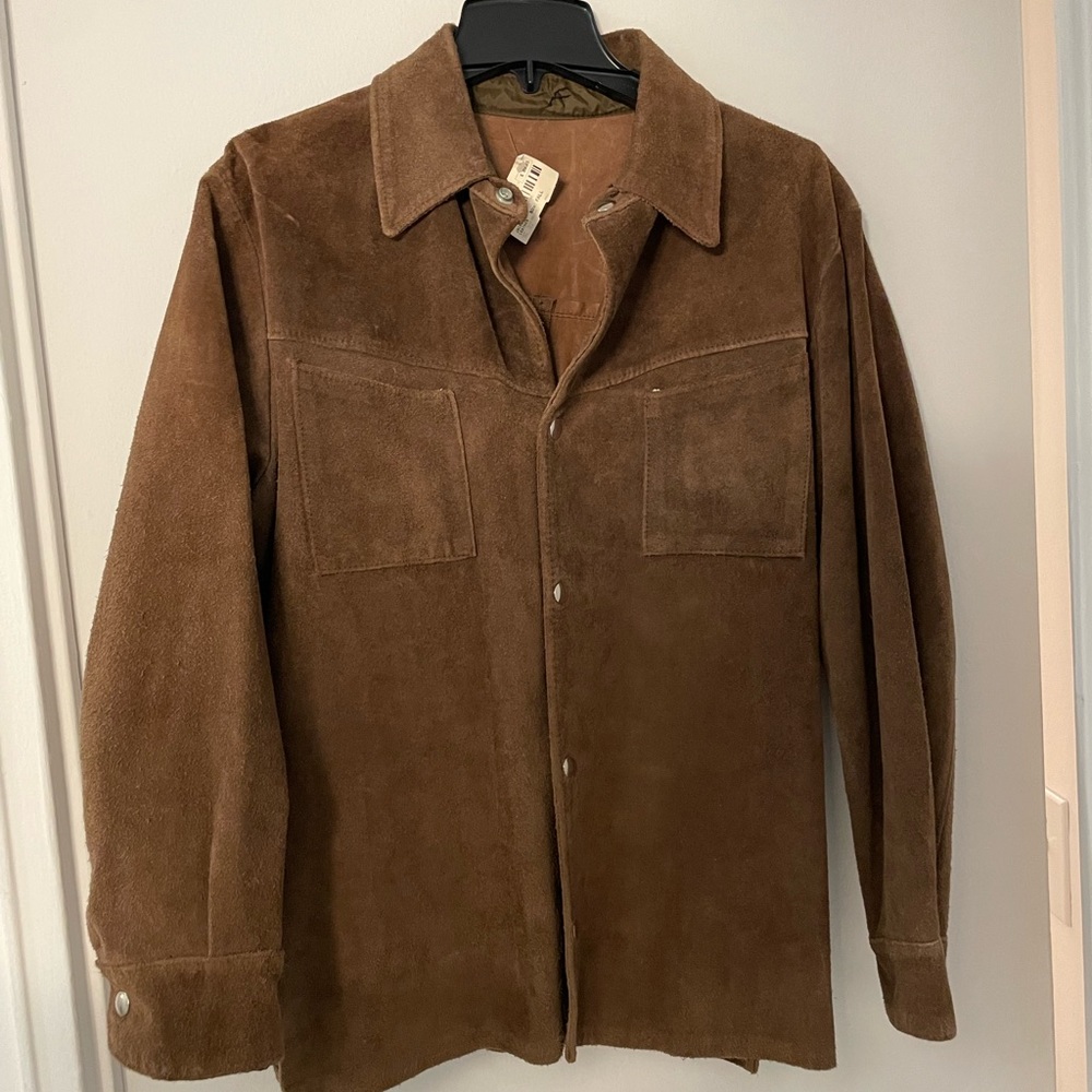 Vintage Suede Jacket Overshirt Western Tan Brown L